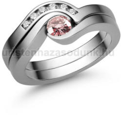 E204FZR_B - RÓZSASZÍN ZAFÍR - GYÉMÁNT köves Fehér arany Eljegyzési Gyűrű (E204FZR_B)