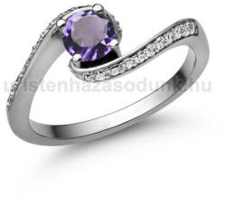  E103FM_C - AMETISZT - CIRKÓNIA köves Fehér arany Eljegyzési Gyűrű (E103FM_C)