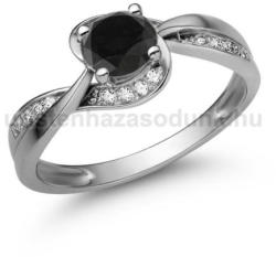  E108FBB_C - FEKETE GYÉMÁNT - CIRKÓNIA köves Fehér arany Eljegyzési gyűrű (E108FBB_C)