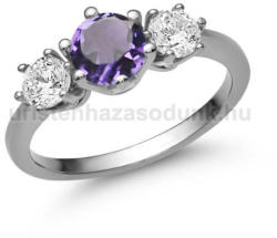  E205FM_C - AMETISZT - CIRKÓNIA köves Fehér arany Eljegyzési Gyűrű (E205FM_C)