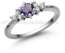  E101FM_B - AMETISZT - GYÉMÁNT köves Fehér arany Eljegyzési Gyűrű (E101FM_B)