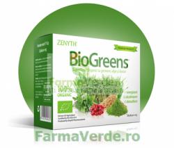 Zenyth Pharmaceuticals BioGreens SuperFood Vegan cu lastari, alge si germeni 100 gr Zenyth Pharmaceuticals