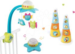 Smoby Set carusel pentru pătuţ Star Cotoons Smoby 2in1 cu bufniţe şi joc de asamblat ceşti Happy Tower (SM110116-2)