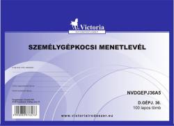 VICTORIA Nyomtatvány, menetlevél, személygépkocsi, 100 lap, A5, fekvõ, VICTORIA PAPER, "D. GÉPJ. 36. ", 10 tömb/csomag (NVDGEPJ36A5)