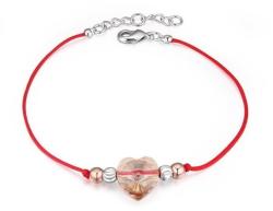  Vörös fonalas kabbala karkötő nőknek, szív alakú kristállyal (0262. ) (A19367)