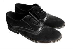 Rovi Design Pantofi barbati negri din piele intoarsa casual & eleganti (P41B)