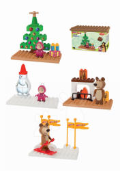 BIG PlayBIG Bloxx - Maşa şi ursul - Pom de Crăciun cu om de zăpadă/schior/lângă şemineu 9-14 piese (57097)