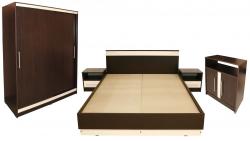 Spectral Mobila Dormitor Verona cu pat 140x200 cm, Wenge / Vanilie