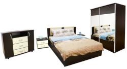 1 Dormitor Laguna cu pat 160x200 cu lada Wenge cu Vanilie