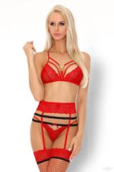 Livco Corsetti Simanna 3 részes piros szexi fehérnemű szett L/XL
