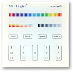Mi-Light B4 RGB+CCT fali vezérlő, elemes, RF, 86x86 mm, 4 zónás (B4)