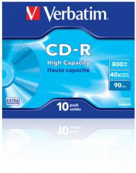 Verbatim CD-R VERBATIM 800 MB, 90 min, viteza 40x, carcasa, "High Capacity", 10 buc/ cutie