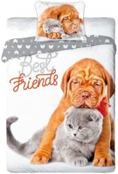 Otthonkomfort Kutya-macska barátság 2 reszes pamut-vászon ágyneműhuzat