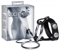 You2Toys МЕТАЛЕН ПЕНИС РИНГ С КОЖЕНА КАИШКА ЗА ТЕСТИСИ
