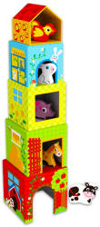Tooky Toy Farmos toronyépítő kockák fa állatkákkal (TKF053)