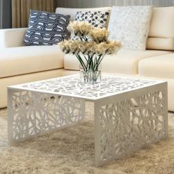 vidaXL Măsuță de cafea cu design geometric, argintiu, aluminiu (242328) Masa de cafea