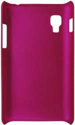 Husa tip capac plastic cauciucat roz trandafiriu pentru LG Optimus L4 II E440