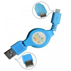 Cablu date si incarcare plat MSONIC MLU529NB Micro USB 2.0 A-B M/M 0, 7 metri lungime retractabil albastru