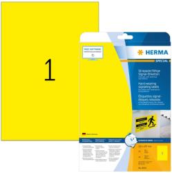 Herma No. 8033 sárga színű 210 x 297 mm méretű, lézernyomtatóval nyomtatható, öntapadós időjárásálló etikett címke, extra erős, tartós ragasztóval A4-es íven - kiszerelés: 25 címke / 25 ív