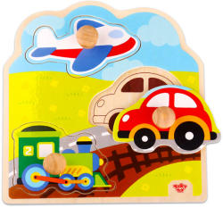 Tooky Toy Közlekedési járművek fa formaillesztős puzzle (TKG019)