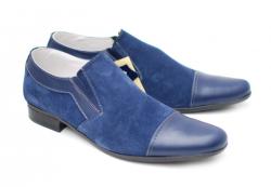 Lucianis style Pantofi bleumarin barbati casual - eleganti din piele naturala - Made in Romania (1005BLE)