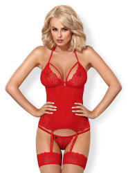 Obsessive 838-COR-3 Corset & Thong Red S/M