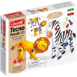 Quercetti Tecno Puzzle - oroszlános és zebrás 3D Puzzle