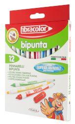 Fibracolor Двувърхи флумастери Bipunta 12 цвята