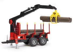 BRUDER Erdészeti pótkocsi 4 rönkkel, rakodóval (02252)