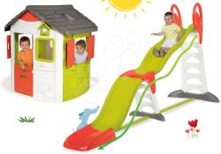 Smoby Set căsuţă Neo Jura Lodge Smoby cu două uşi și tobogan Super Megagliss 2in1 3, 75/1, 5 m de la 24 luni (SM810500-24) Casuta pentru copii