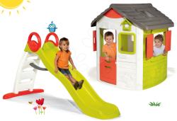 Smoby Set căsuţă Neo Jura Lodge Smoby cu două uşi şi tobogan Toboggan Funny cu val lungime de 2 m de la 24 luni (SM810500-9) Casuta pentru copii