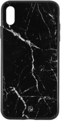 Just Must Carcasa Sticla iPhone XS Max Just Must Glass Print Black Marble (JMGPIPXSMBKM)
