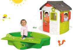 Smoby Set căsuţă Neo Jura Lodge Smoby cu două uşi și nisipar cu capac şi pistă de apă de la 24 luni (SM810500-27) Casuta pentru copii