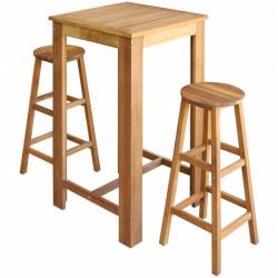 vidaXL Set masă și scaune de bar, 3 piese, lemn masiv de acacia (246666)