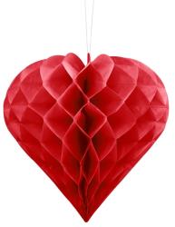 papír szív függődísz, piros (20 cm)