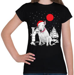 printfashion Bullterrier karácsony - Női póló - Fekete (1114910)