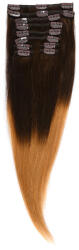 Megavolum Clip On Par Natural 40cm 90gr Ombre Saten Ciocolatiu Blond Miere T4 27