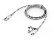 Verbatim Cablu de date Verbatim, USB - micro USB + Lightning, 1m, Silver (48869)