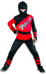 GoDan Sárkány Ninja jelmez, piros-fekete 130-140 cm (087675/130)