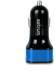 Astrum CC340 fekete-kék autós szivar töltő 3.4A 2xUSB microUSB adatkábellel A93034-C