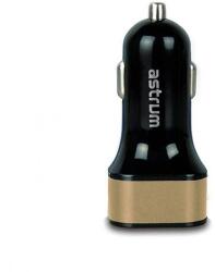 Astrum CC340 fekete-arany autós szivar töltő 3.4A 2xUSB microUSB adatkábellel A93034-H