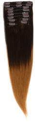 Megavolum Clip on Par Natural 50cm 100gr Ombre Castaniu Blond Miere T2 27