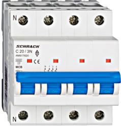 Schrack Intrerupator automat tetrapolar MCB, AMPARO 6kA, C 20A, 3P+N (AM617820)