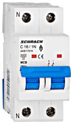 Schrack Intreruptor automat modular MCB, AMPARO 6kA, C 16A, 1P+N (AM617616)