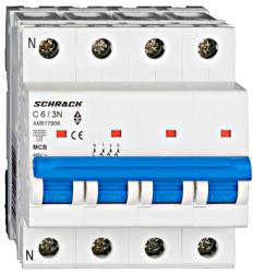 Schrack Intrerupator automat tetrapolar MCB, AMPARO 6kA, C 6A, 3P+N (AM617806)