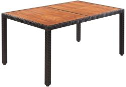 vidaXL Polyrattan asztal akácfa asztallappal 150x90x75 cm (42588)