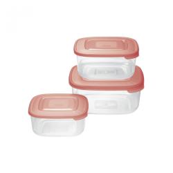 Casa Plastor Set 3 cutii alimente, patrate, Family (T1-9040637)