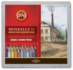KOH-I-NOOR Set 24 creioane colorate KOH-I-NOOR Aquarell MONDELUZ, cutie metalica, landscape