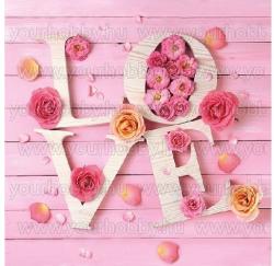 Szalvéta Rózsaszín virágos "LOVE (SZ9091-13310135)