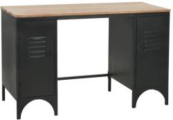 vidaXL Birou dublu cu piedestal, lemn masiv brad și oțel, 120x50x76 cm (246422)